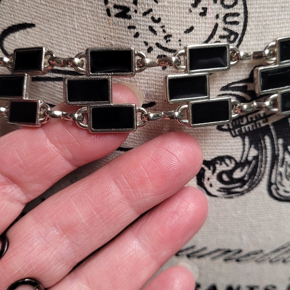 Ornate Black Cross Pendant Necklace With Black And Silver Belt - Picture 6 of 12